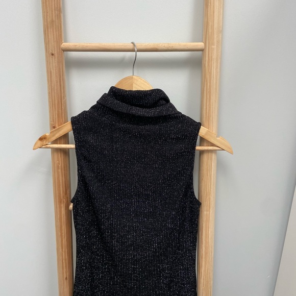 Forever New Black Turtle Neck Tank Top Sparkle Glitter Size 8 Party - Picture 3 of 4